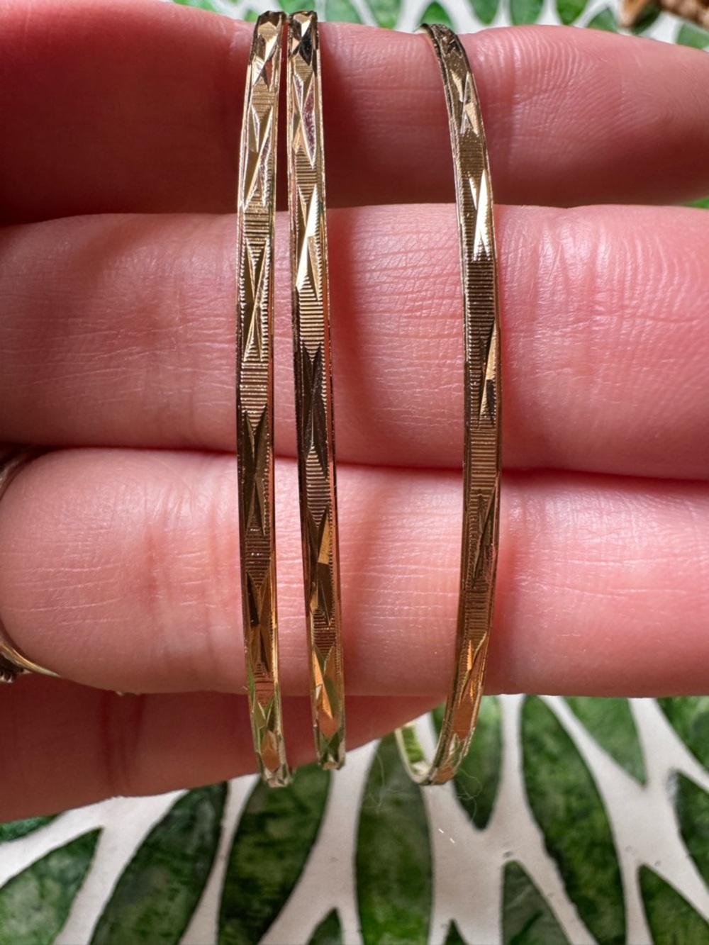 Karina Gold-Tone Textured Bangle Bracelet Set of 3- Women Jewelry - Picture 3 of 4